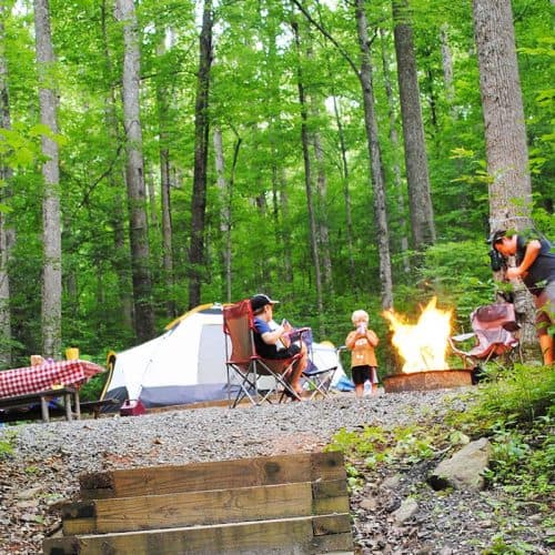 Camping at Cosby Campground in Smoky Mountains Tennessee