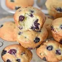 On those rare lazy weekends, my boys love it when I make these Homemade Blueberry Muffins from scratch. I love the simple ingredients and how quick and easy they are to make. They’re so delicious!