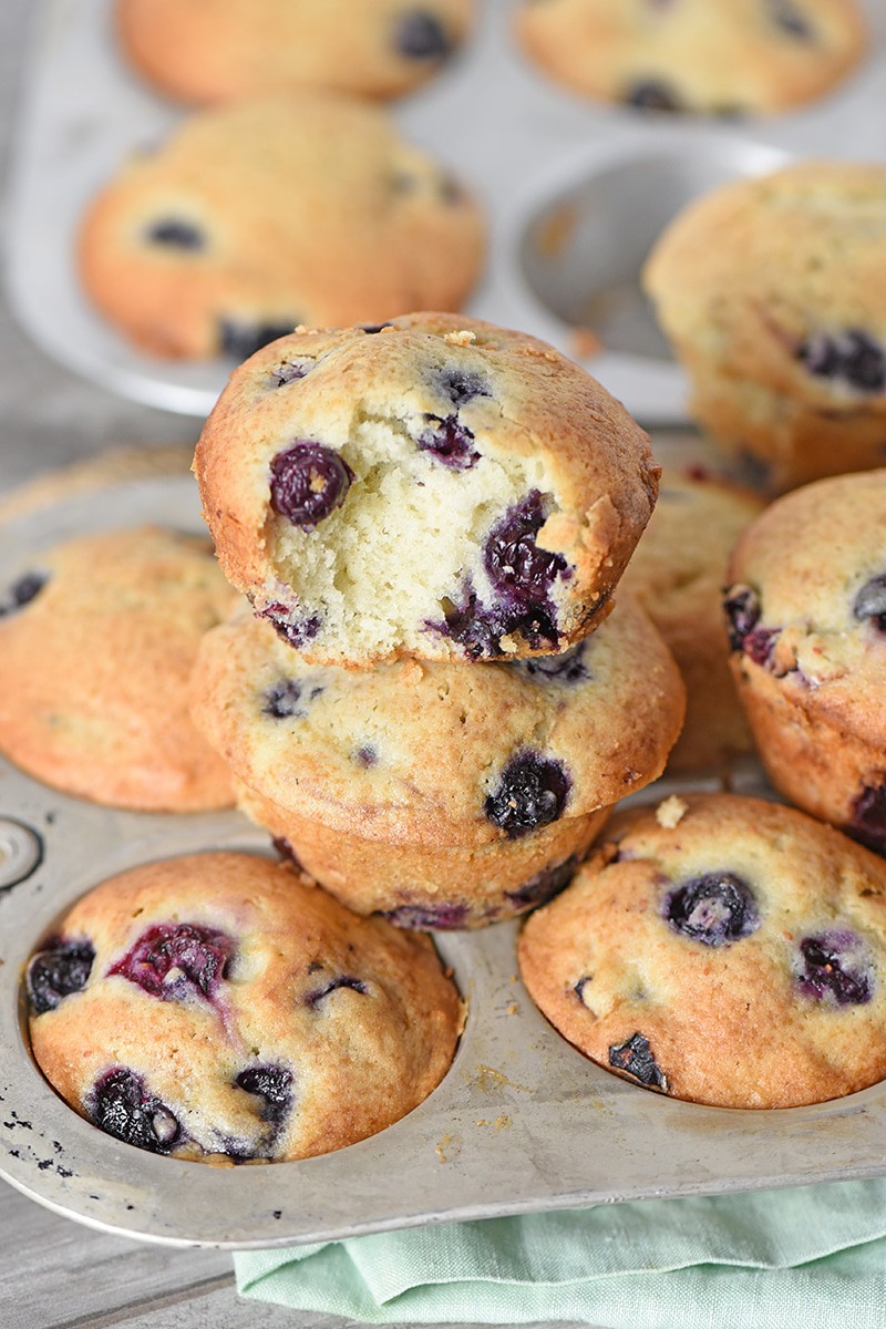 On those rare lazy weekends, my boys love it when I make these Homemade Blueberry Muffins from scratch. I love the simple ingredients and how quick and easy they are to make. They’re so delicious!