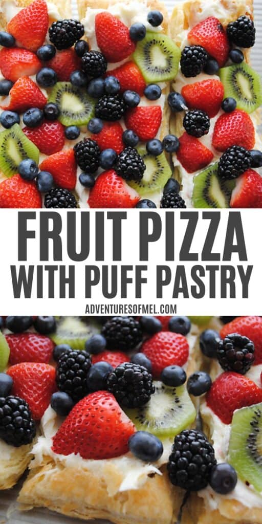 fruit pizza up close, fruit pizza with puff pastry and loads of berries