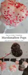 Valentine marshmallow pops, both heart shaped and regular with sprinkles