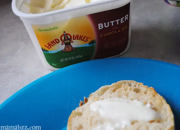 Spreadable Land O Lakes® Butter with Canola Oil on English Muffin
