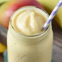 Peach Mango Smoothie that’s easy to make and makes a delicious snack or morning addition to breakfast. 6 ingredients make a healthy snack my kids and I all love!