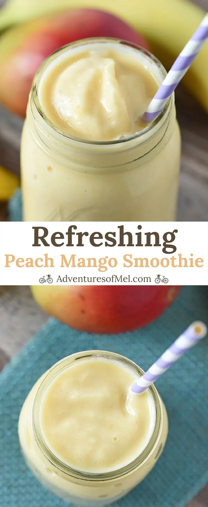 Peach Mango Smoothie recipe that's healthy, quick, and an easy to make snack. Made with 1 banana and a dash of honey, also a tasty addition to mornings.