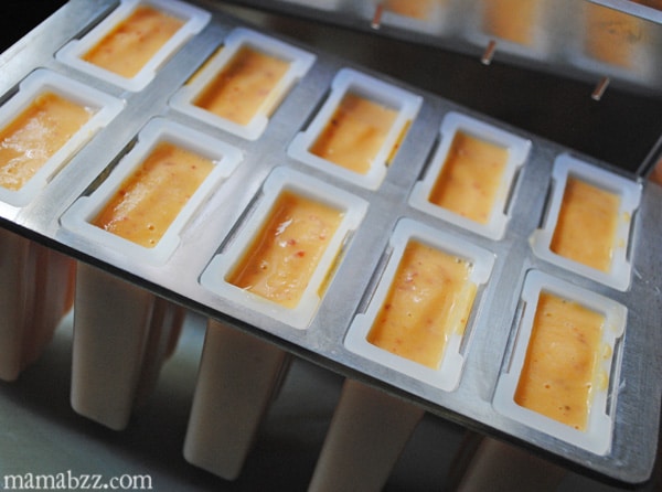 Pour fruit mixture into popsicle molds