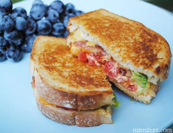 Grilled bacon cheese tomato and avocado sandwich