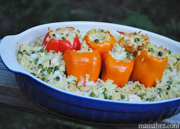 Chicken and Rice stuffed into peppers