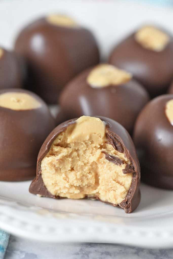 Easy 4 Ingredient Buckeyes Peanut Butter Balls Recipe | Adventures of Mel