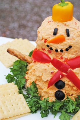 Snowman Pimento Cheese Ball Recipe