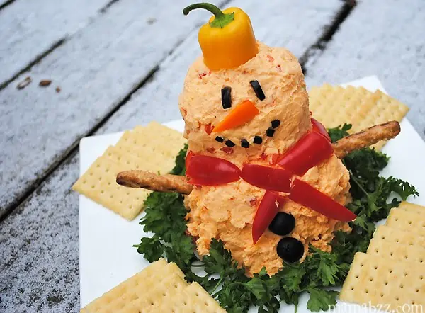 How to make a snowman pimento cheese ball