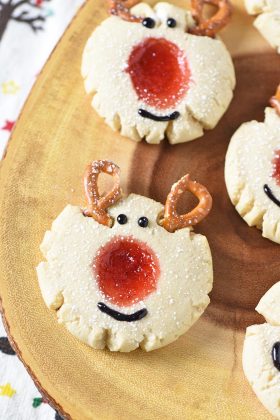 Red-Nosed Reindeer Thumbprint Cookies