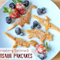 Strawberry Buttermilk Dinosaur Pancake Recipe from MamaBuzz