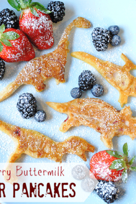 Strawberry Buttermilk Dinosaur Pancakes Recipe