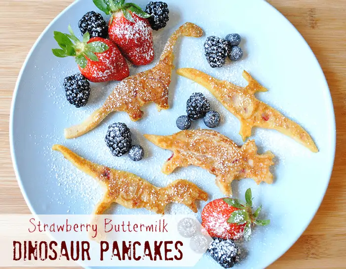 Strawberry Buttermilk Dinosaur Pancake Recipe from MamaBuzz