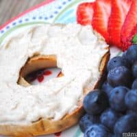 French Toast Bagel Spread on Bagel with Fruit