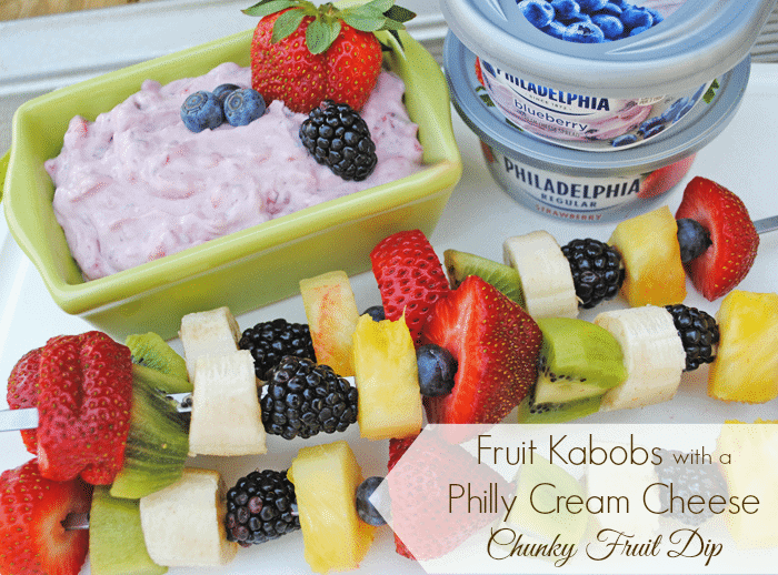 Fruit Kabobs with a Chunky Cream Cheese Fruit Dip, Recipe from MamaBuzz #SpreadtheFlavor #shop