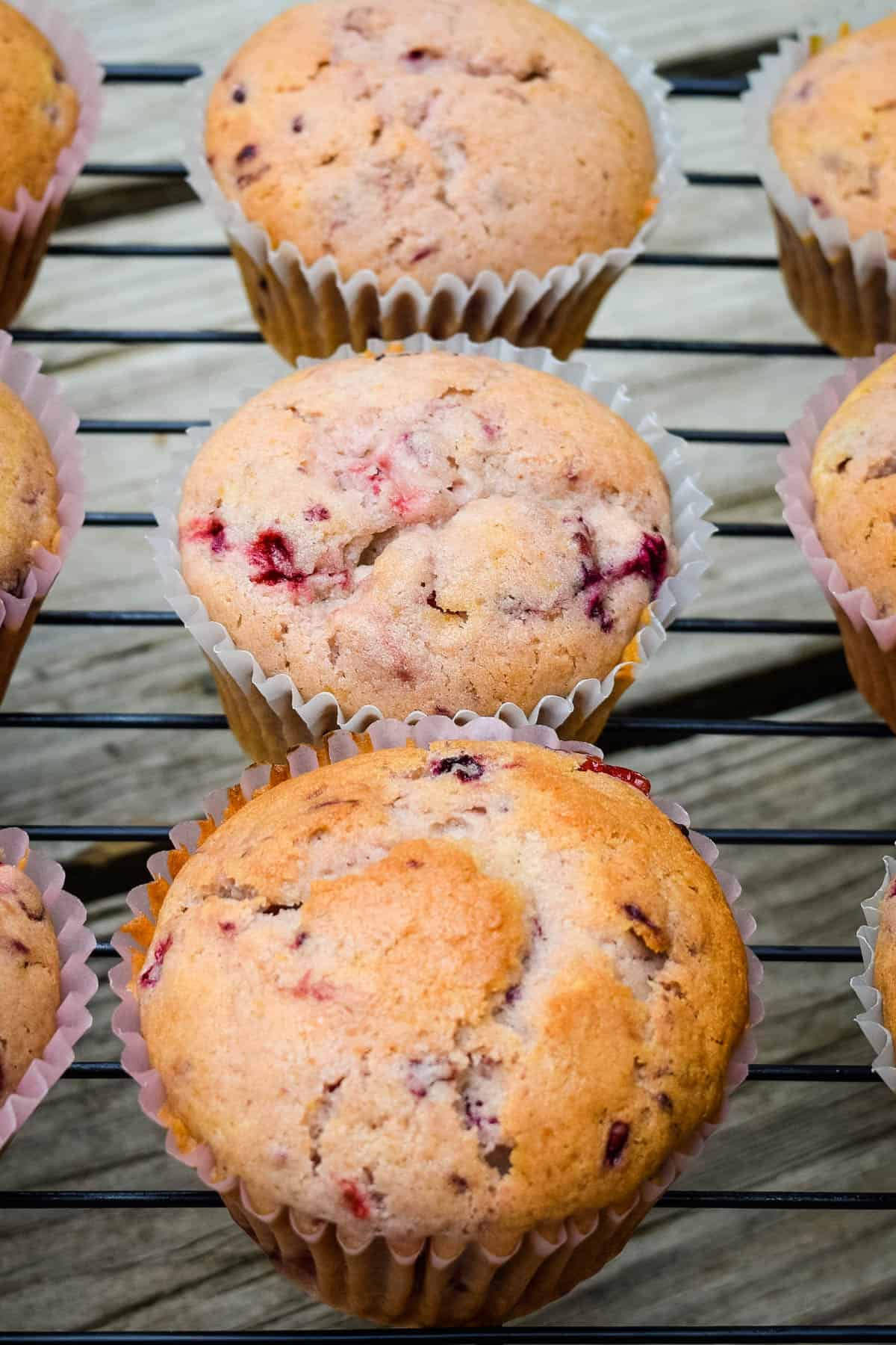 berry muffins cooling on wire rack