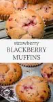 pile of strawberry blackberry muffins, baked berry muffins in muffin tin