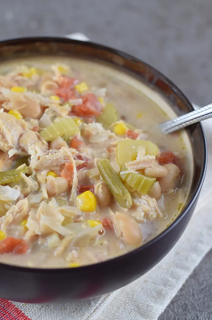 Filled with vegetables, white beans, chicken, green chiles, and cheese, White Chicken Chili is a family favorite meal full of flavors.