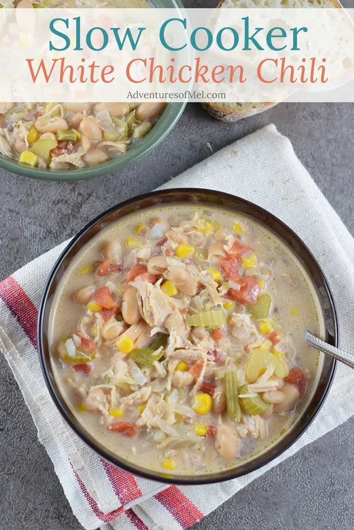 Slow Cooker (or Instant Pot) White Chicken Chili is an easy dinner idea the whole family will love. 