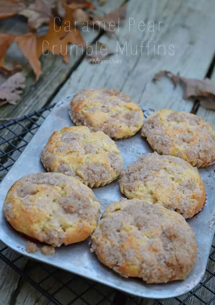 Caramel Pear Crumble Muffins Recipe {MamaBuzz - mamabzz.com}