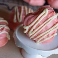 Little Debbie Valentine cakes copycats on white cupcake stand