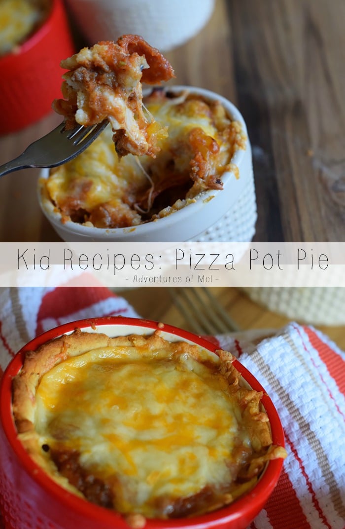 Cooking with kids, coupled with yummy recipes for kids, equals quality time AND a yum-licious meal like Pizza Pot Pie. Let a kid loose in the kitchen, and there’s no telling what delicious concoction he’ll come up with. Kid friendly recipes, like this pizza casserole, make the best family meals.