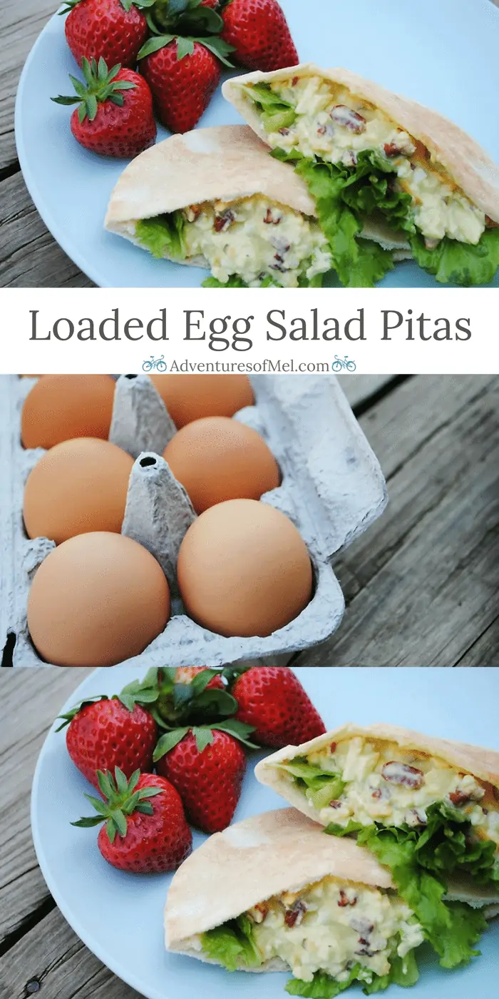 Got leftovers? Maybe you have a few leftover hard boiled eggs sitting in your fridge. Use them to make Loaded Egg Salad Pitas, a delicious picnic food and pure perfection in your lunch box. Grab the recipe for Loaded Egg Salad Pitas!