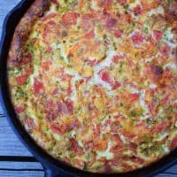 A cheesy baked frittata with ham, peppers, and tomatoes makes the perfect breakfast, brunch, or dinner recipe. Eggs are my go to healthy food, especially when I’m out of ideas or whenever I’m just not feelin’ what’s planned on the menu.