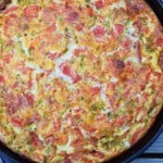 Cheesy Baked Frittata with Ham, Peppers, and Tomatoes