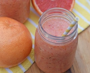 How to make a simple, easy, natural fruit smoothie, no sugar added. All you need is fruit and ice for a refreshing Grapefruit, Berry, and Tropical Fruit Smoothie. Printable recipe!