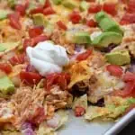 Chicken and Hummus Loaded Nachos in a Sheet Pan