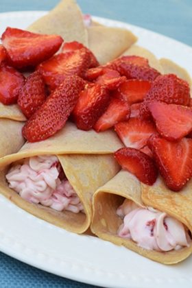 Sweet and Savory Strawberries and Cream Oatmeal Crepes