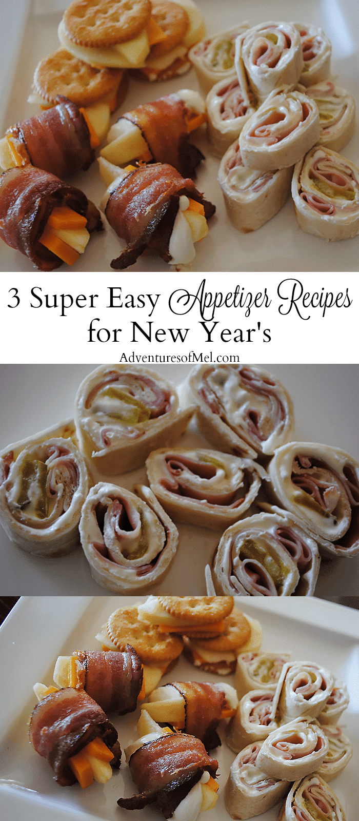 Hosting a New Year's Eve party or celebration? Here are 3 ideas for super easy appetizer recipes. Easy recipes and bacon? Yes please!
