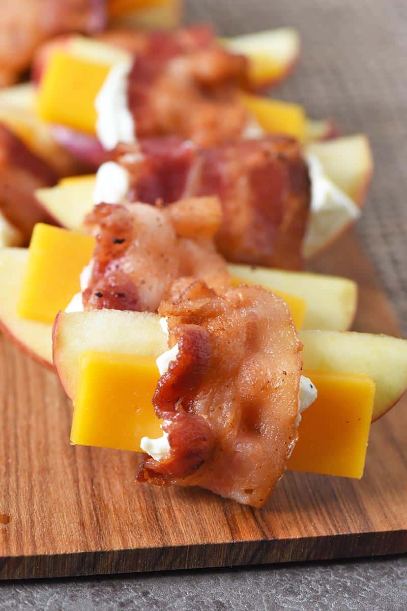 bacon wrapped apples and cheese, easy appetizers