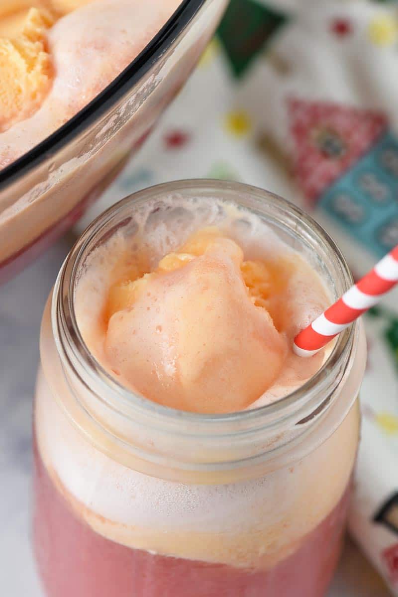 serve orange sherbet punch recipe in mason jar or small party punch cups