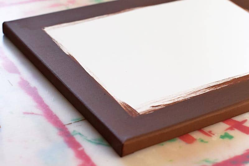 painting the edges of a canvas for a DIY canvas print