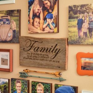 family pictures gallery wall with DIY canvas print