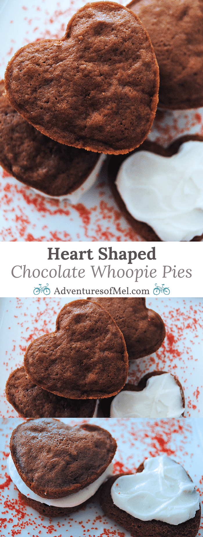 Chocolate sandwich cookies are a favorite family recipe passed down from generation to generation. Whether you call them sandwich cookies or whoopie pies, Heart Shaped Chocolate Whoopie Pies really do make a yummy Valentine's Day treat.