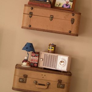 Got an old suitcase just waiting to be used for something special? How to build suitcase shelves, step by step, and hang them up for a vintage decorative look in your home's living space. Vintage home decor DIY project!