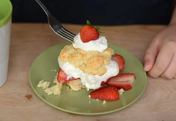 Strawberry Shortcake made with a cream cheese whipped cream, Grandma's biscuits, and juicy red strawberries! Print the recipe for Old-Fashioned Strawberry Shortcake with Grandma's Biscuits.