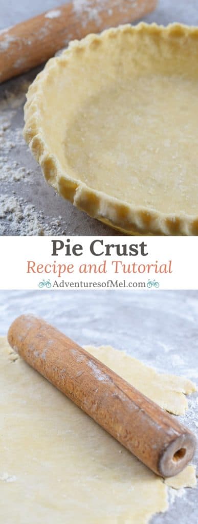 Pie crust recipe using 4 staple kitchen ingredients. Easy step by step tutorial for a delicious traditional homemade crust.