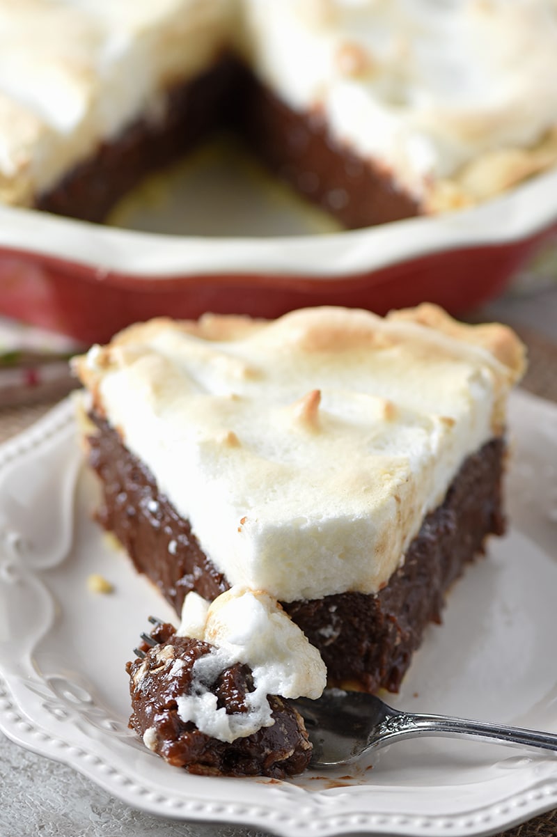 Chocolate Meringue Pie with an old-fashioned, rich, chocolatey flavor. It’s always been one of my favorite desserts. So creamy and delicious!