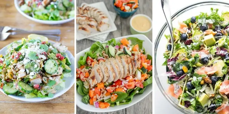 colorful salads featuring meat