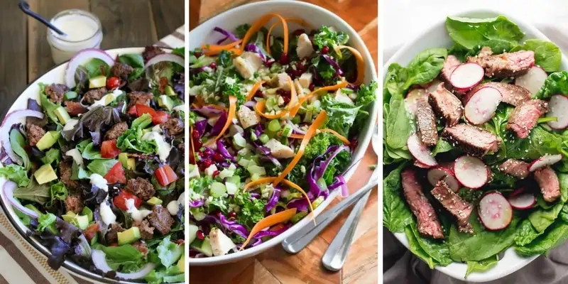 Colorful Salads with meat