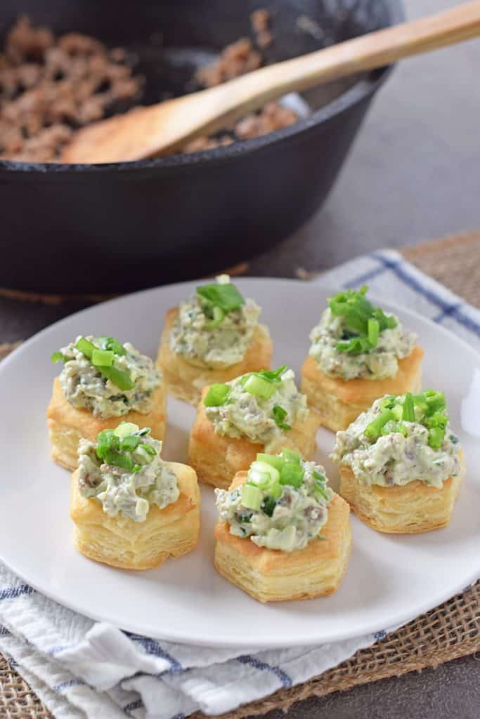 Maple Sausage Stuffed Pastry Bites are so easy to make. They’re the ultimate appetizer and finger food idea for holiday parties and family get togethers.