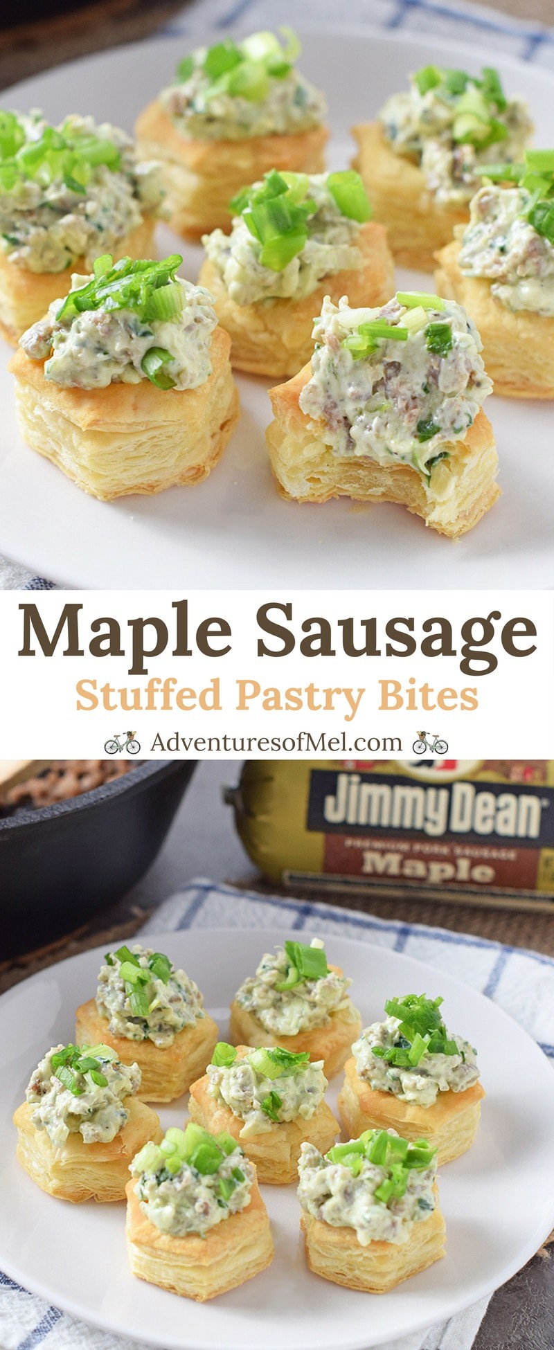 Maple Sausage Stuffed Pastry Bites, made with cream cheese and spinach, are the ultimate appetizer and finger food idea for your holiday party.