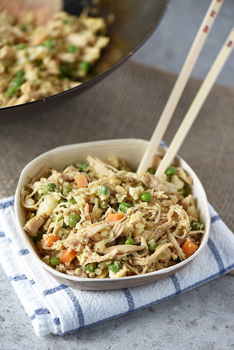 How to make a healthier version of your favorite takeout food at home. Even my boys love this simple Cauliflower Chicken Fried Rice. It’s easy to make too, making it a win win dinner recipe in my book.