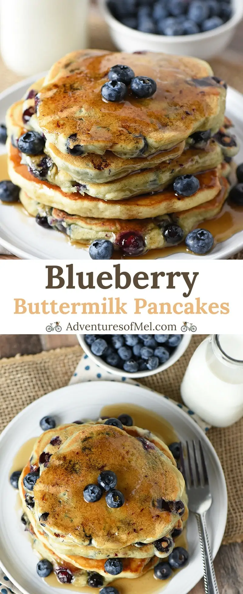 Stack of homemade Blueberry Buttermilk Pancakes