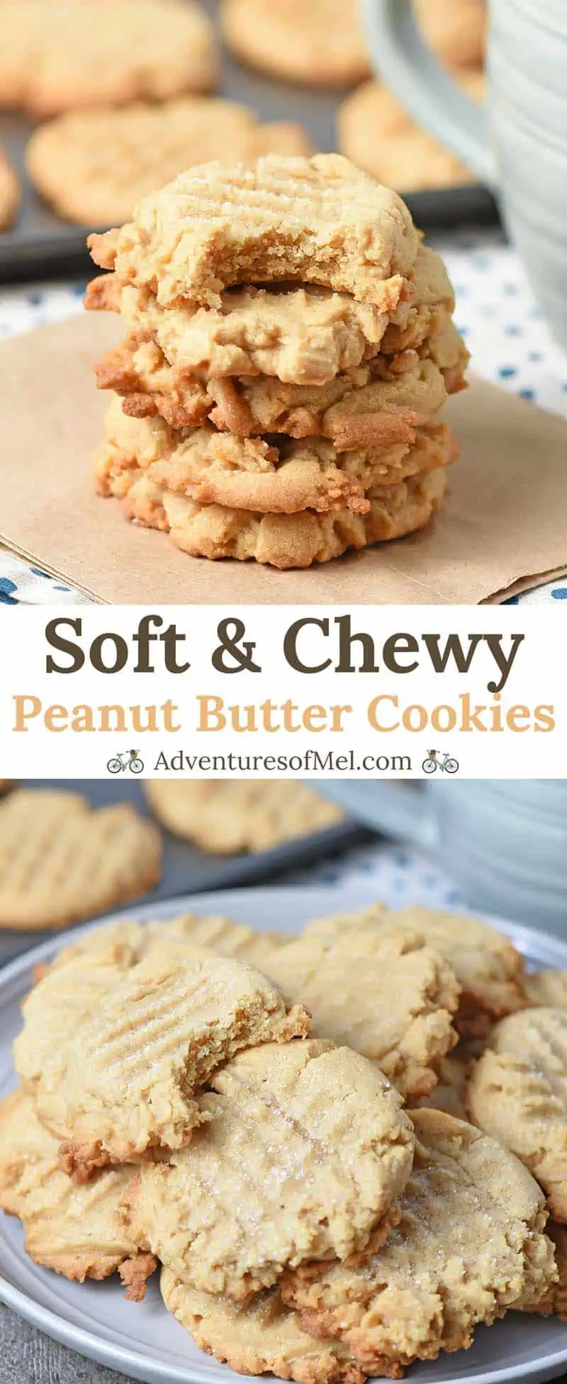 Stacks of Chewy Peanut Butter Cookies